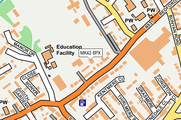 MK42 8PX map - OS OpenMap – Local (Ordnance Survey)