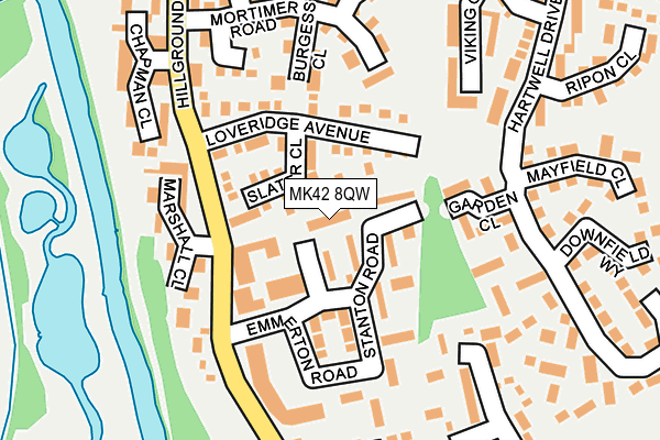 MK42 8QW map - OS OpenMap – Local (Ordnance Survey)