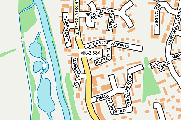 MK42 8SA map - OS OpenMap – Local (Ordnance Survey)