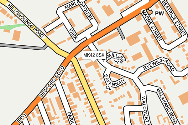 MK42 8SX map - OS OpenMap – Local (Ordnance Survey)