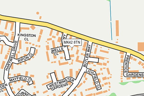 MK42 8TN map - OS OpenMap – Local (Ordnance Survey)