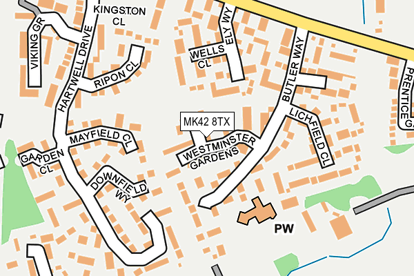 MK42 8TX map - OS OpenMap – Local (Ordnance Survey)