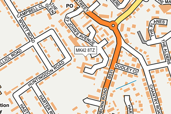 MK42 8TZ map - OS OpenMap – Local (Ordnance Survey)