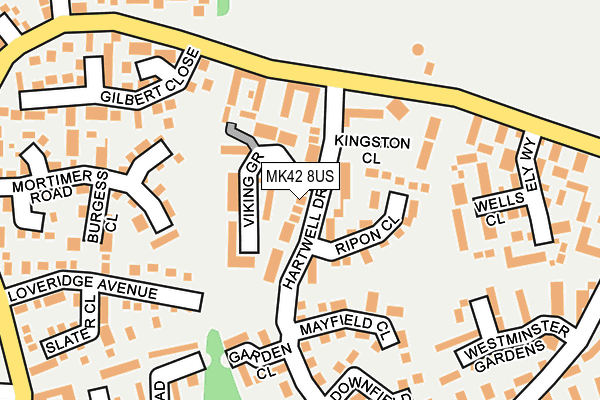 MK42 8US map - OS OpenMap – Local (Ordnance Survey)