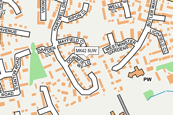 MK42 8UW map - OS OpenMap – Local (Ordnance Survey)