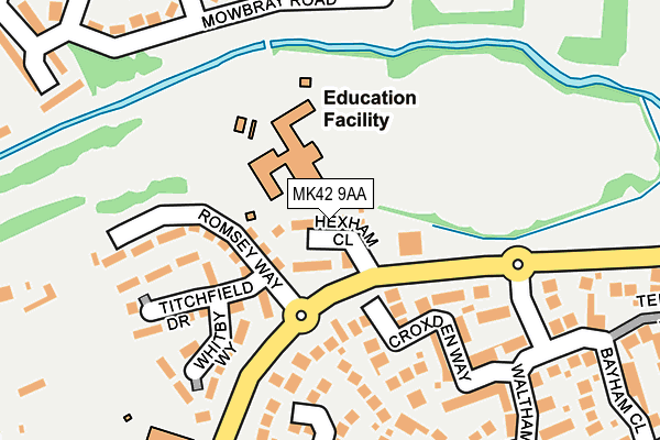 MK42 9AA map - OS OpenMap – Local (Ordnance Survey)