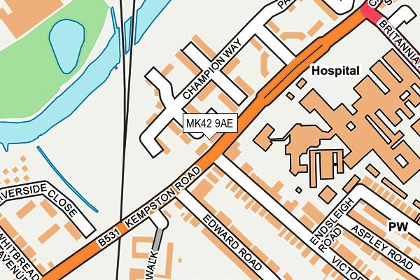 MK42 9AE map - OS OpenMap – Local (Ordnance Survey)