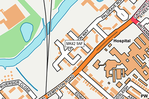 MK42 9AF map - OS OpenMap – Local (Ordnance Survey)