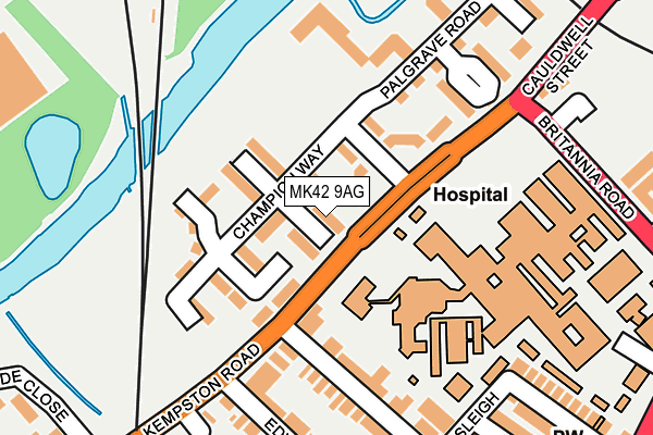 MK42 9AG map - OS OpenMap – Local (Ordnance Survey)