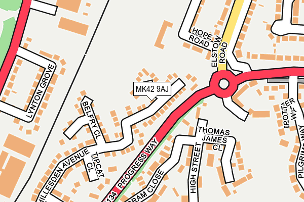 MK42 9AJ map - OS OpenMap – Local (Ordnance Survey)