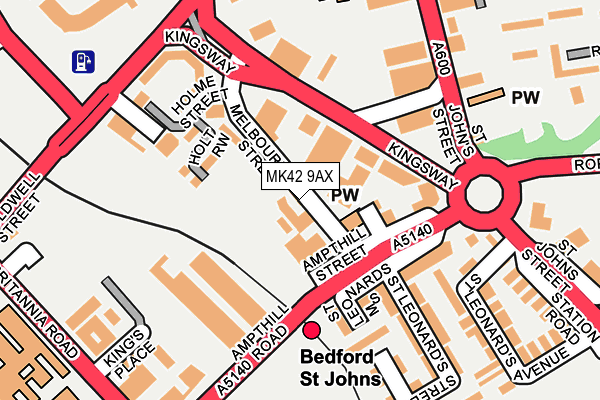 MK42 9AX map - OS OpenMap – Local (Ordnance Survey)