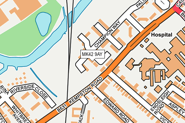MK42 9AY map - OS OpenMap – Local (Ordnance Survey)