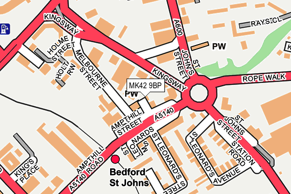 MK42 9BP map - OS OpenMap – Local (Ordnance Survey)