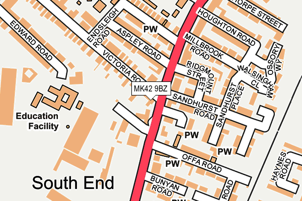 MK42 9BZ map - OS OpenMap – Local (Ordnance Survey)