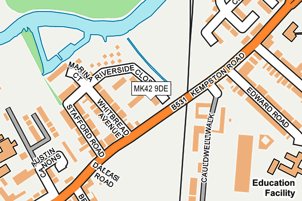 MK42 9DE map - OS OpenMap – Local (Ordnance Survey)