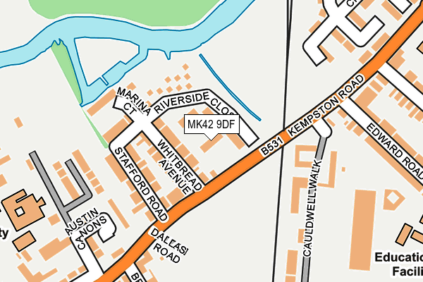 MK42 9DF map - OS OpenMap – Local (Ordnance Survey)