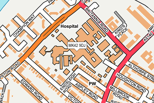 MK42 9DJ map - OS OpenMap – Local (Ordnance Survey)