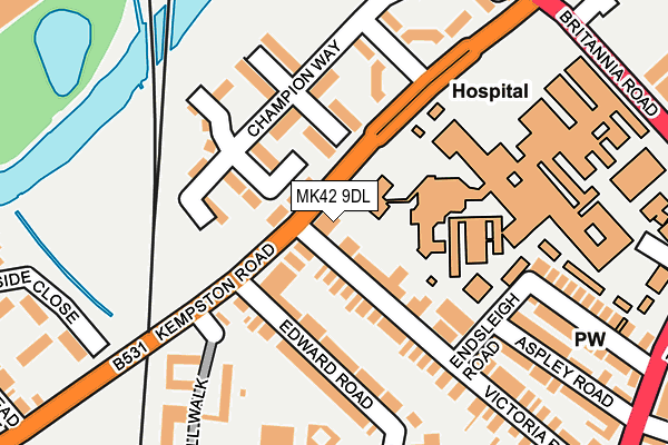 MK42 9DL map - OS OpenMap – Local (Ordnance Survey)