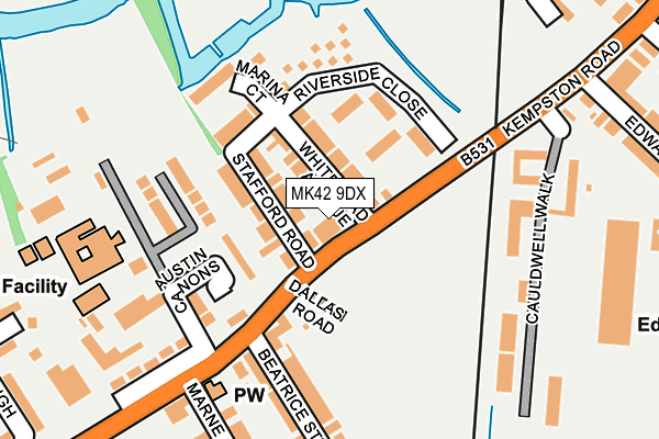 MK42 9DX map - OS OpenMap – Local (Ordnance Survey)