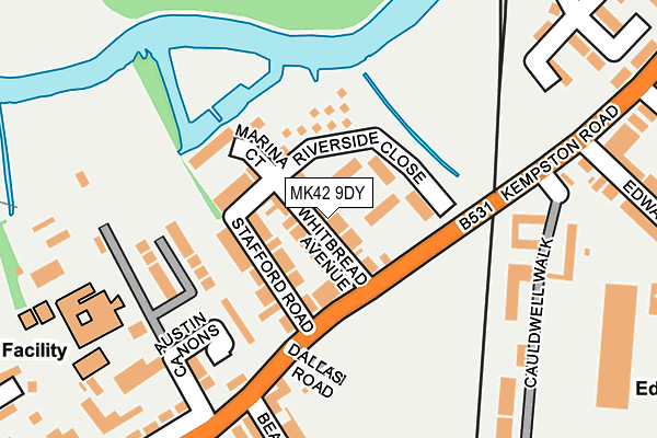 MK42 9DY map - OS OpenMap – Local (Ordnance Survey)