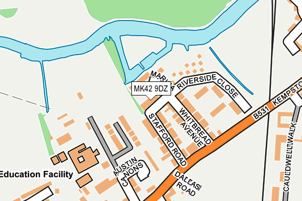 MK42 9DZ map - OS OpenMap – Local (Ordnance Survey)