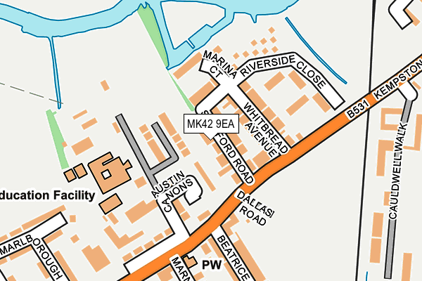 MK42 9EA map - OS OpenMap – Local (Ordnance Survey)