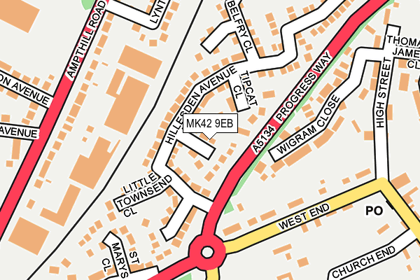 MK42 9EB map - OS OpenMap – Local (Ordnance Survey)
