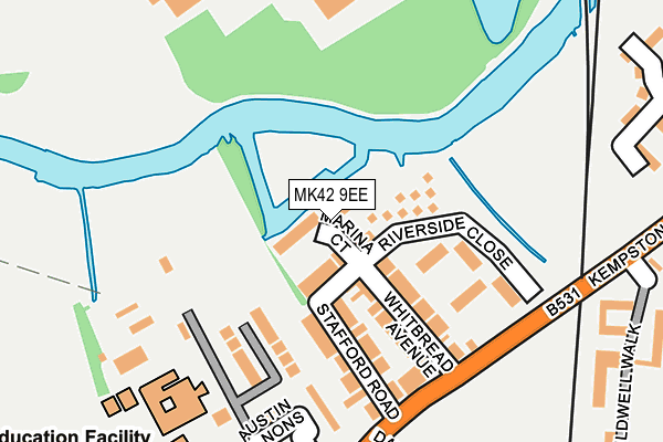 MK42 9EE map - OS OpenMap – Local (Ordnance Survey)