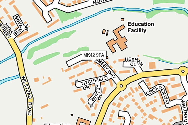 MK42 9FA map - OS OpenMap – Local (Ordnance Survey)