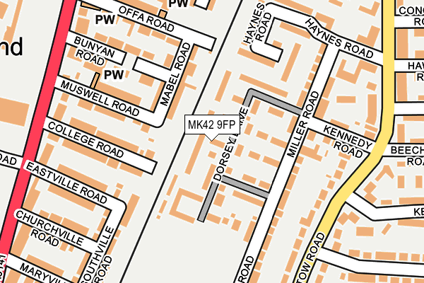 MK42 9FP map - OS OpenMap – Local (Ordnance Survey)