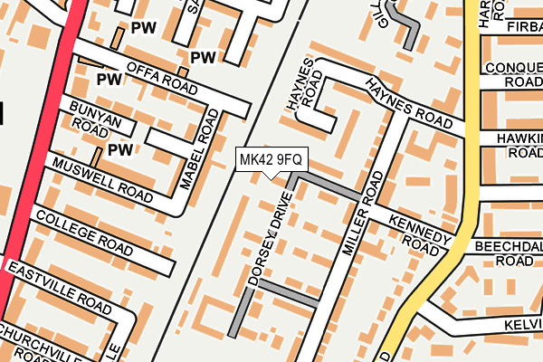 MK42 9FQ map - OS OpenMap – Local (Ordnance Survey)