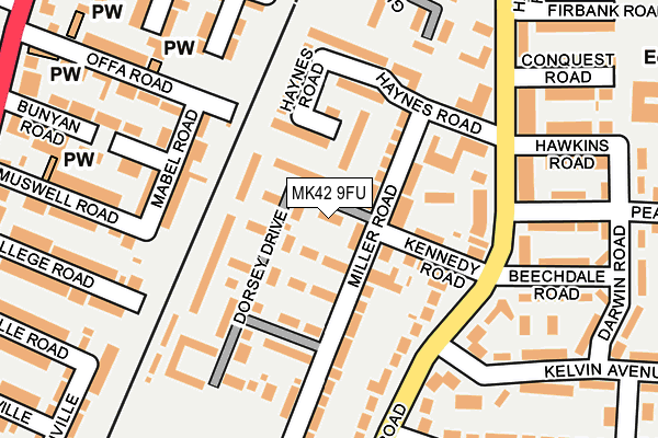 MK42 9FU map - OS OpenMap – Local (Ordnance Survey)