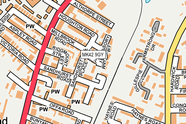 MK42 9GY map - OS OpenMap – Local (Ordnance Survey)