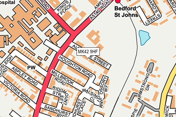 MK42 9HF map - OS OpenMap – Local (Ordnance Survey)