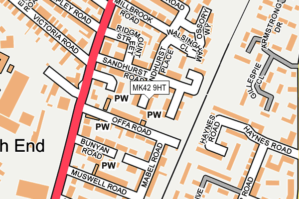 MK42 9HT map - OS OpenMap – Local (Ordnance Survey)