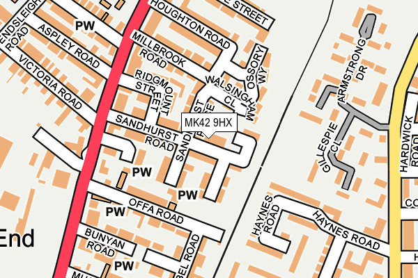 MK42 9HX map - OS OpenMap – Local (Ordnance Survey)