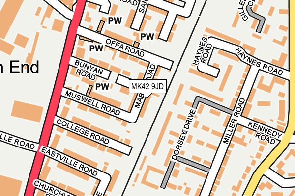 MK42 9JD map - OS OpenMap – Local (Ordnance Survey)