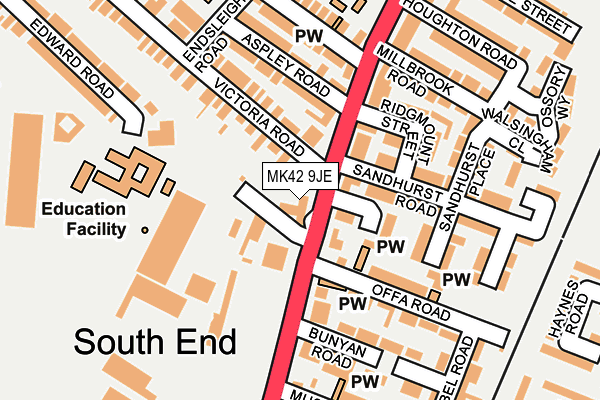 MK42 9JE map - OS OpenMap – Local (Ordnance Survey)