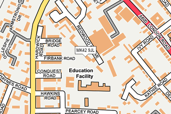 MK42 9JL map - OS OpenMap – Local (Ordnance Survey)