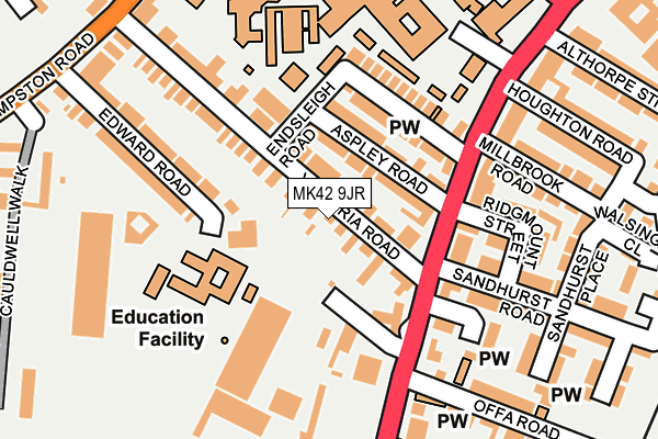 MK42 9JR map - OS OpenMap – Local (Ordnance Survey)