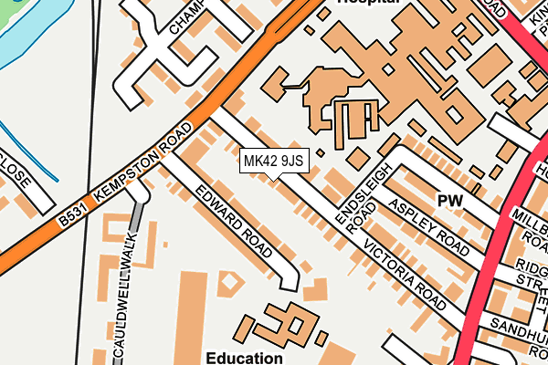 MK42 9JS map - OS OpenMap – Local (Ordnance Survey)