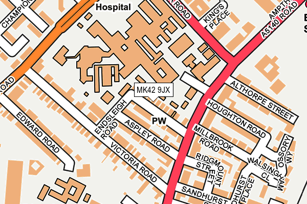 MK42 9JX map - OS OpenMap – Local (Ordnance Survey)