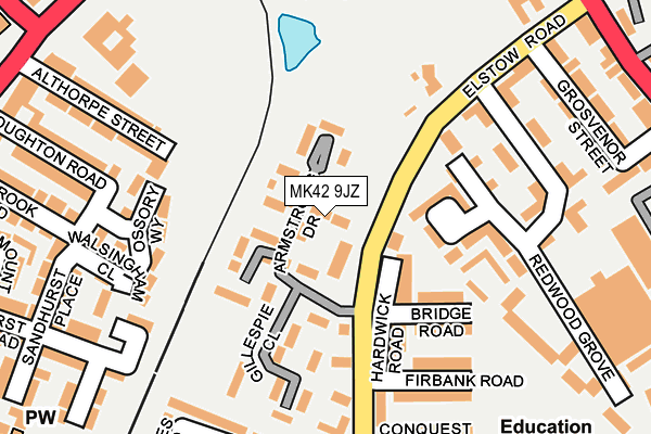 MK42 9JZ map - OS OpenMap – Local (Ordnance Survey)