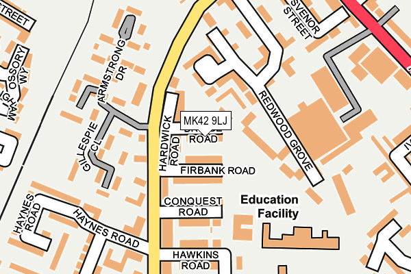 MK42 9LJ map - OS OpenMap – Local (Ordnance Survey)