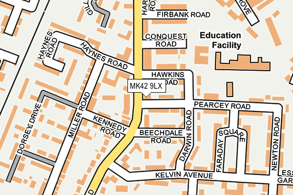 MK42 9LX map - OS OpenMap – Local (Ordnance Survey)