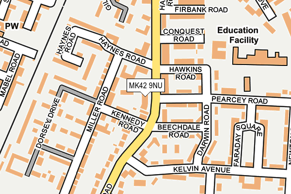 MK42 9NU map - OS OpenMap – Local (Ordnance Survey)