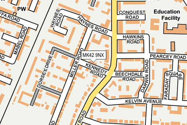MK42 9NX map - OS OpenMap – Local (Ordnance Survey)