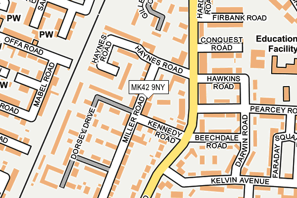 MK42 9NY map - OS OpenMap – Local (Ordnance Survey)