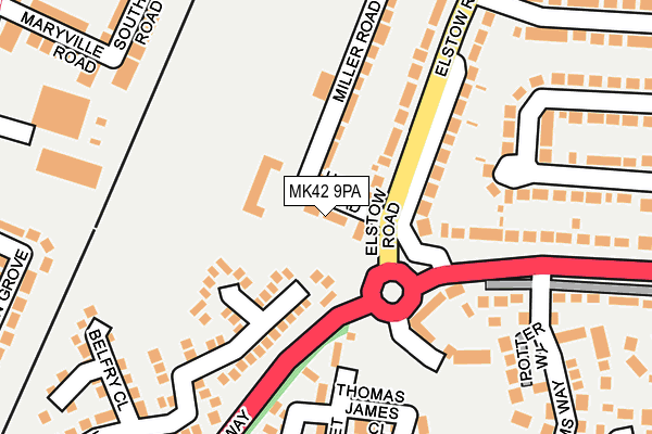 MK42 9PA map - OS OpenMap – Local (Ordnance Survey)