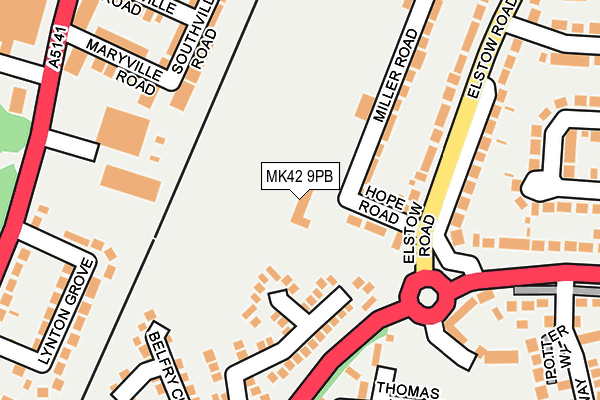 MK42 9PB map - OS OpenMap – Local (Ordnance Survey)